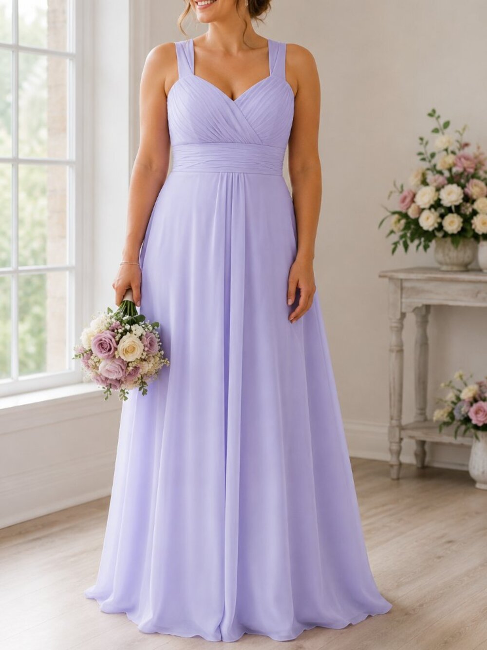 Color by Kenneth Winston Lilac Chiffon Bridesmaid Dress Size 14 Style 5209L
